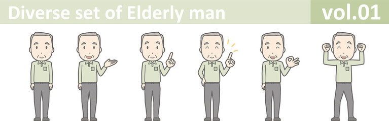 Diverse set of elderly man , EPS10 vector format vol.01