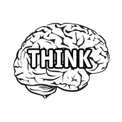 Vector Illustration of human brain. Text Idea