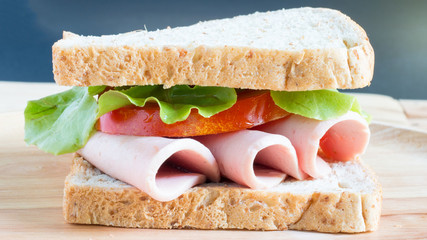 Sandwich bologna sausage with lim lighting. © shinji3802