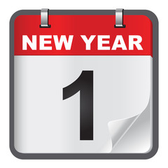1 January calendar on white background.