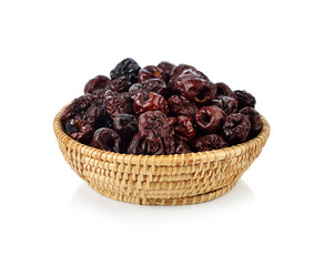 Dried jujube fruits on white background