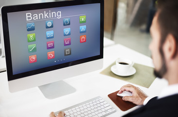Fototapeta na wymiar Business Banking Online Payment Financial Transaction Concept