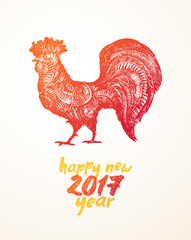 Happy New 2017 Year card Red Rooster vector