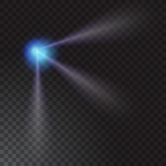 Realistic beam light on transparent background. Vector illustration