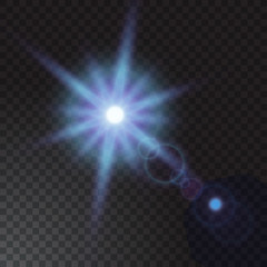 Realistic beam light on transparent background. Vector illustration