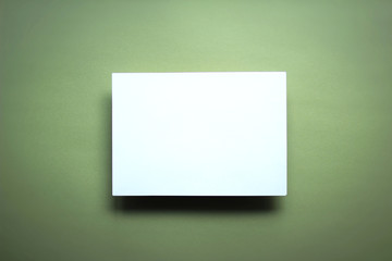 Empty white paper sheet green background