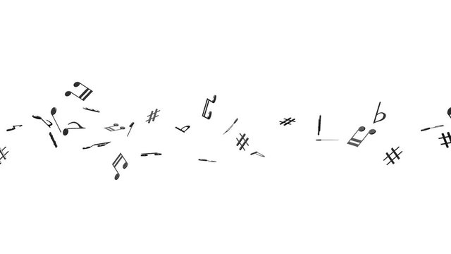 Black Musical Notes On White Background.
Loop able 3DCG render Animation.