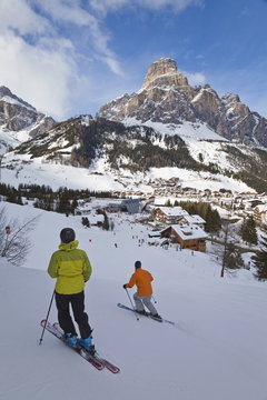 Corvara village in the Sella Ronda ski area, Val Gardena, Dolomites, South Tirol, Trentino-Alto Adige 