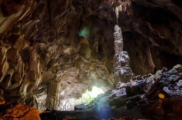 The giant stalagmite in the cave