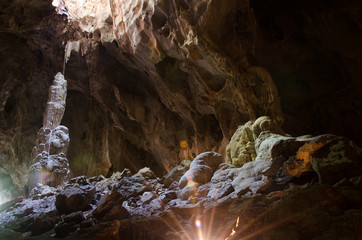 The giant stalagmite in the cave