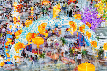 River Hongbao decorations for Chinese New Year celebrations at Marina Bay, Singapore