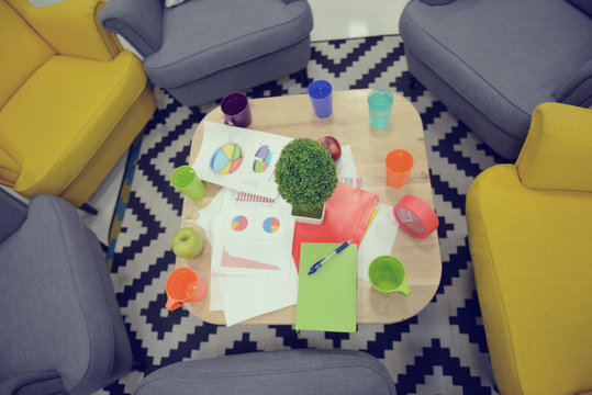 Office Meeting Table Startup No People Concept