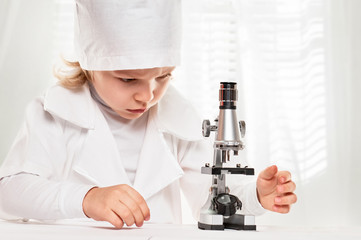researcher Microscope Boy portrait