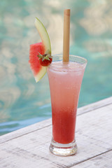 Fresh squeezed watermelon and strawberry juice
