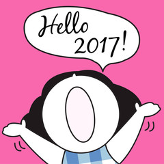 Hello 2017 Greeting Card Character illustration