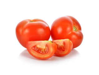 Fresh red tomato on white background