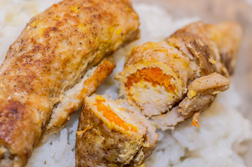 cooking delicious meatloaf stuffed at home with their own hands