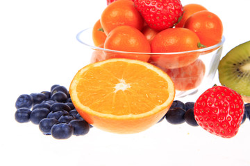 Blueberry kiwi strawberries and oranges
