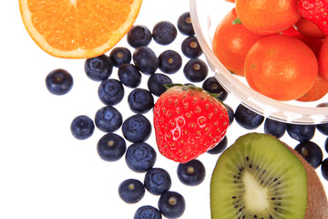 Blueberry kiwi strawberries and oranges