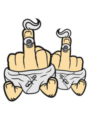 Brothers sisters siblings team friends baby diaper pacifier child small cute cute show stinkfinger middle finger fuck you off logo design cool insult fuck you evil