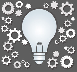 gears in light bulb shape , abstract gears concept of thinking 