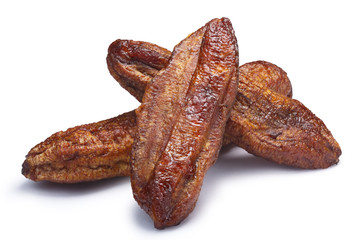Three whole sun-dried bananas, paths