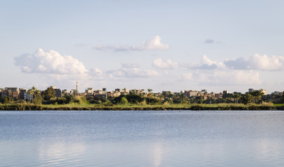 Fototapeta na wymiar Coastline of the Nile river,Damietta,Egypt..