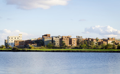 Fototapeta na wymiar Coastline of the Nile river,Damietta,Egypt.