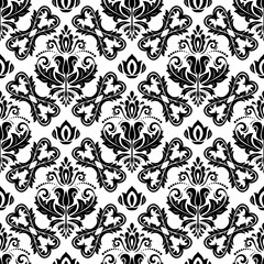 Seamless oriental pattern in the style of baroque. Traditional classic ornament. Black and white pattern