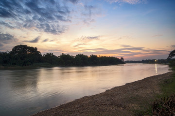 Beautiful river at sunset time