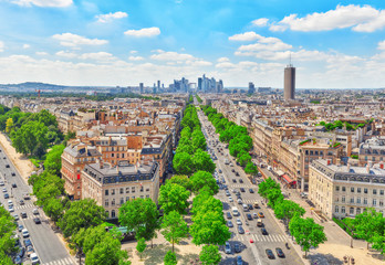 Beautiful panoramic view of Paris from the roof of the Triumphal