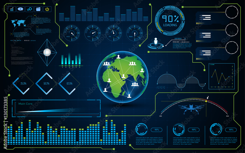 Poster abstract hud ui interface global virtual system hi tech futuristic concept background