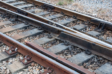 Naklejka premium Crossing railway in the junction.