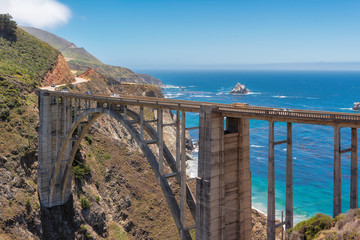 Bixby Bridge and Pacific Coast Highway near Big Sur in California, USA.