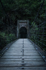 Old Wood Suspension Bridge