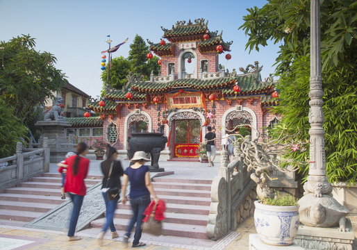 Tourists at Phouc Kien Assembly Hall, Hoi An, Quang Nam, Vietnam