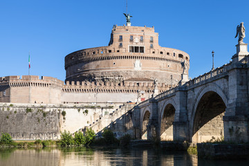 Fototapeta na wymiar Castle of Holy Angel and St Angel bridge in Rome