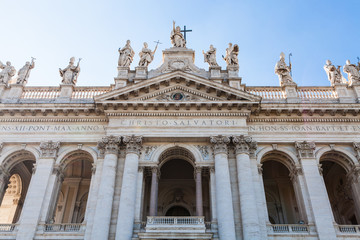 Fototapeta na wymiar facade of the Lateran Basilica in Rome city