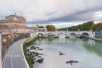 waterfront of Tiber River, Castel of St Angel