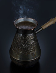 natural coffee beans with coffee maker.