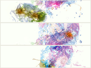 Collection of colorful abstract watercolor banners. Vector.