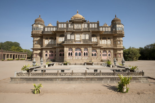 Vijay Vilas Palace, built from red sandstone for the Maharao of Kutch during the 1920s, Mandvi, Gujarat