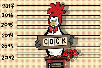 Penguin arrested for a cock costume, 2017 new year © rogistok