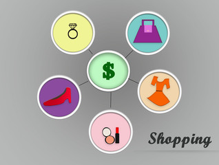 design concept icon shopping of women