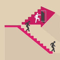 Stairs icon vector illustration.Man on Stairs going up symbol