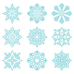 Set of snowflakes. Simple linear set. Vector illustration