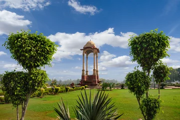 Foto op Plexiglas Canopy behind India Gate with green park, New Delhi, India © Alex Shadrin