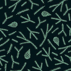 Seamless pattern with fir branches.