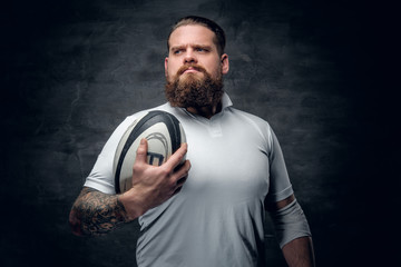 Bearded rugby player.