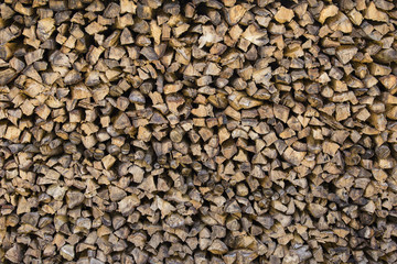 Dry chopped firewood logs ready for winter, Nepal
